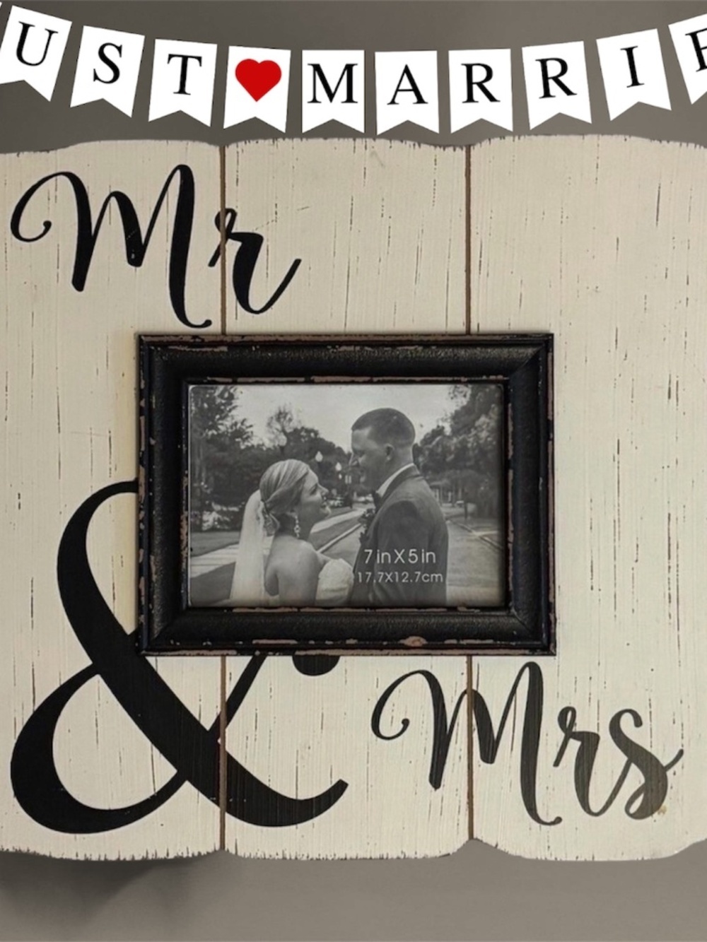Shabby Chic Mr and Mrs Wedding Photo Frame 5x7 Rustic